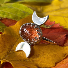 Load image into Gallery viewer, Half Moon Sunstone Silver Ring
