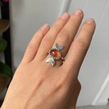 Load image into Gallery viewer, Half Moon Sunstone Silver Ring
