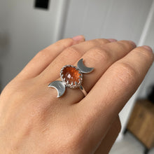 Load image into Gallery viewer, Half Moon Sunstone Silver Ring
