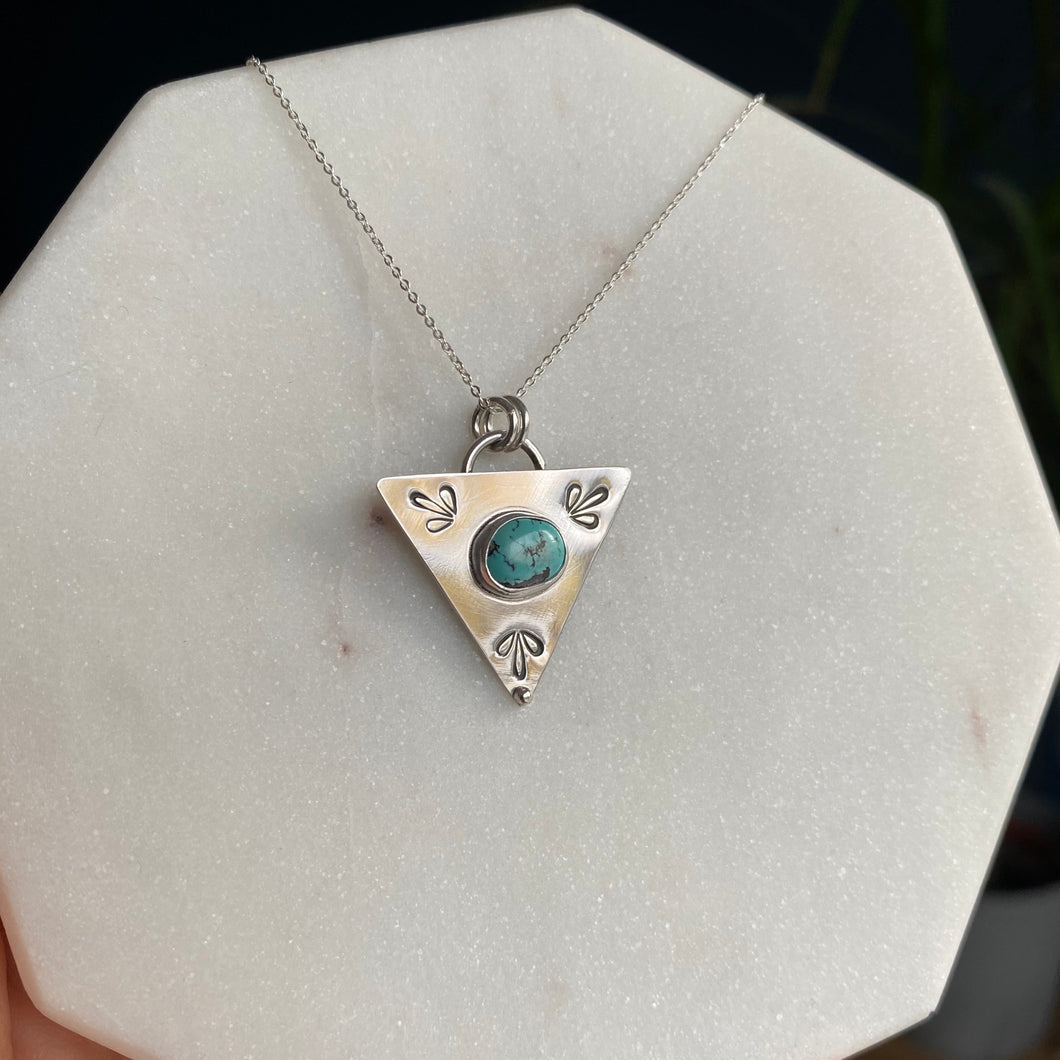 Triangular Turquoise Sterling Silver Pendant