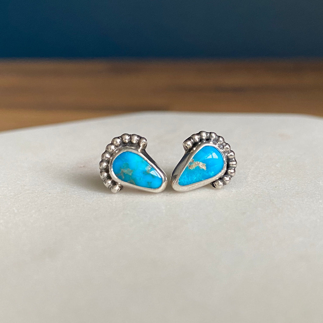 Goddess Sonoran Rose Turquoise Silver Studs